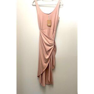 Reformation Jeans Blush Kala Dress L Asymmetrical Wrap Style Sleeveless